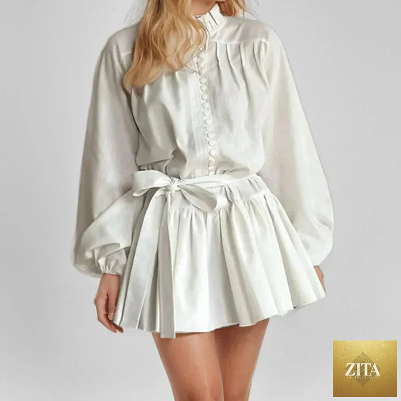 Women's long sleeve printed dress by SMinvite, LLC featuring an elegant and fashionable design, perfect for stylish occasions.