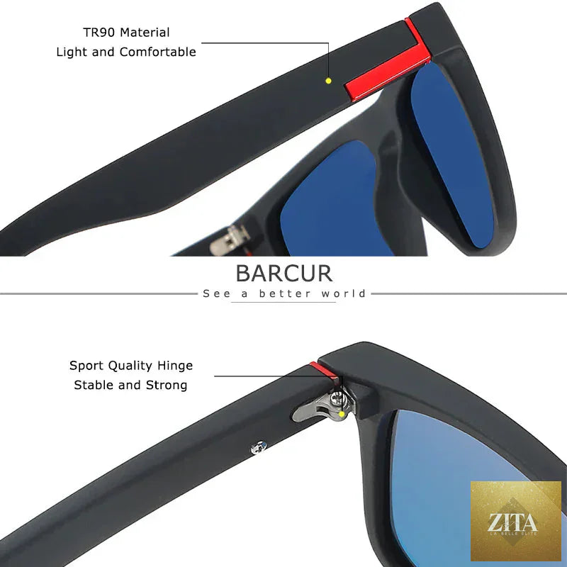 Stevvex BARCUR men's polarized driving sunglasses with UV400 protection, lightweight TR90 frame, and anti-glare lenses.