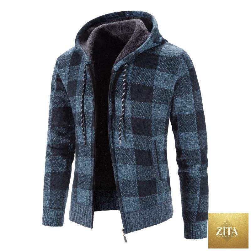 Stevvex men's winter jacket with hood, slim fit fleece design, soft warm casual solid jacket for autumn and winter.