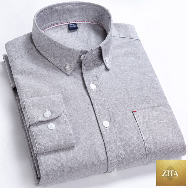 Men's Zita La Belle Elite 100% cotton button-down collar shirt, showcasing the classic fit and crisp fabric.