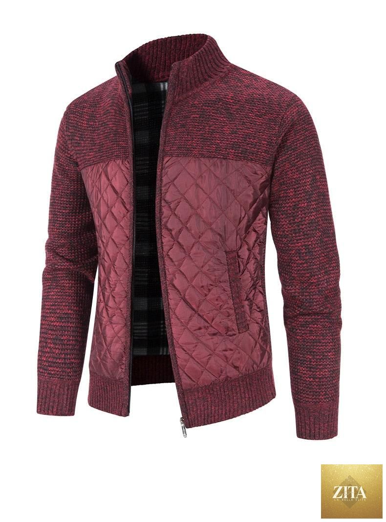 Stevvex men's winter jacket with hood, slim fit fleece design, warm soft sweater material, casual and business style, solid color.