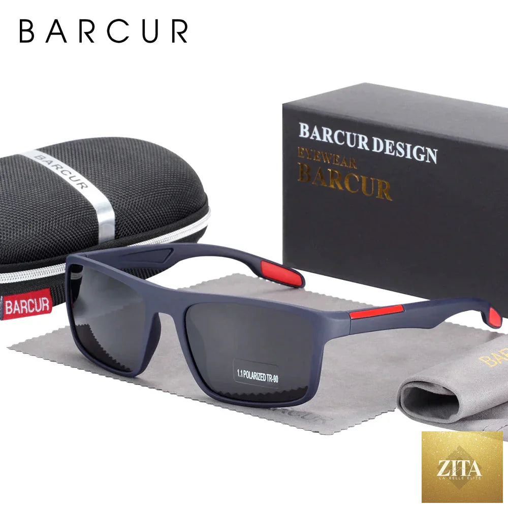 Stevvex BARCURTR90 ultralight polarized sunglasses for men with vintage square design and UV400 sun protection.