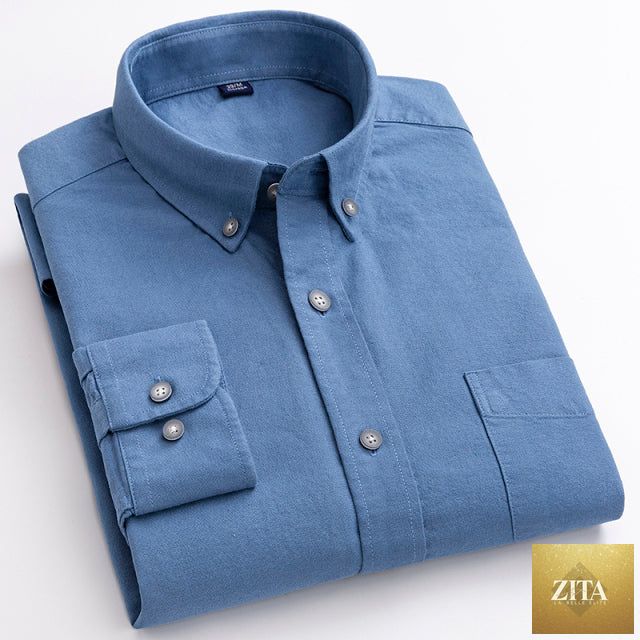 Men's button-down collar shirt by Zita La Belle Elite, made of 100% cotton, featuring a classic design and tailored fit.