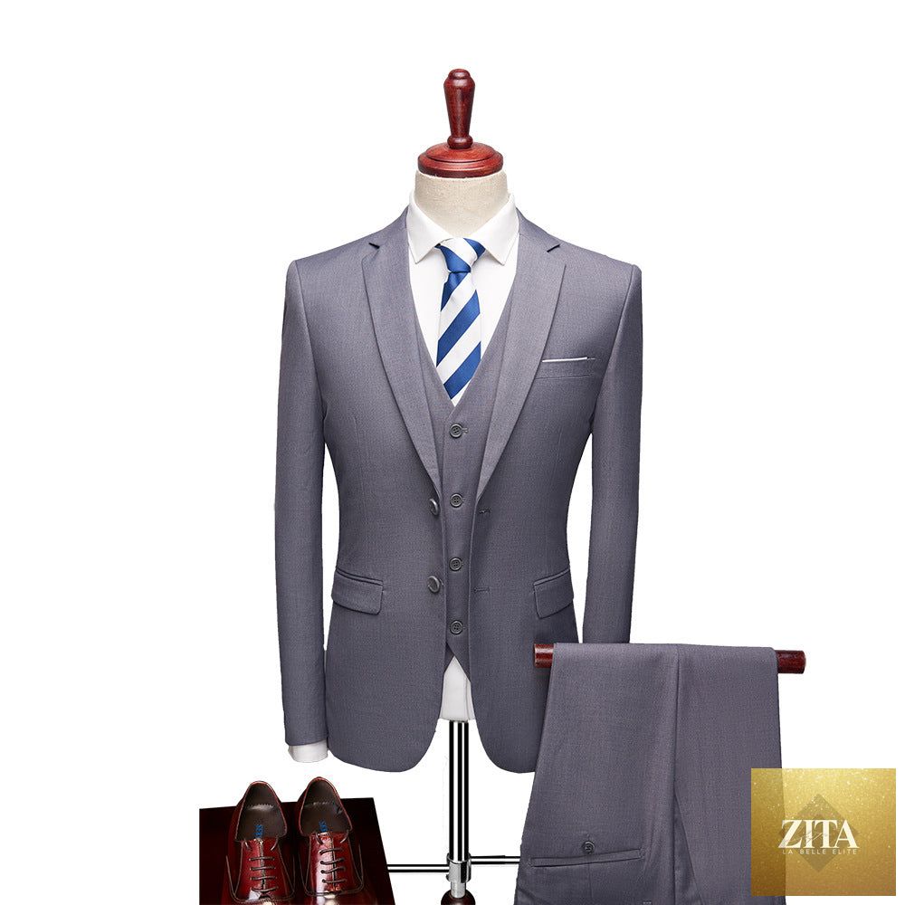 Men's Zita La Belle Elite 3-piece suit with jacket, pants, and vest, tailored for business formal occasions.