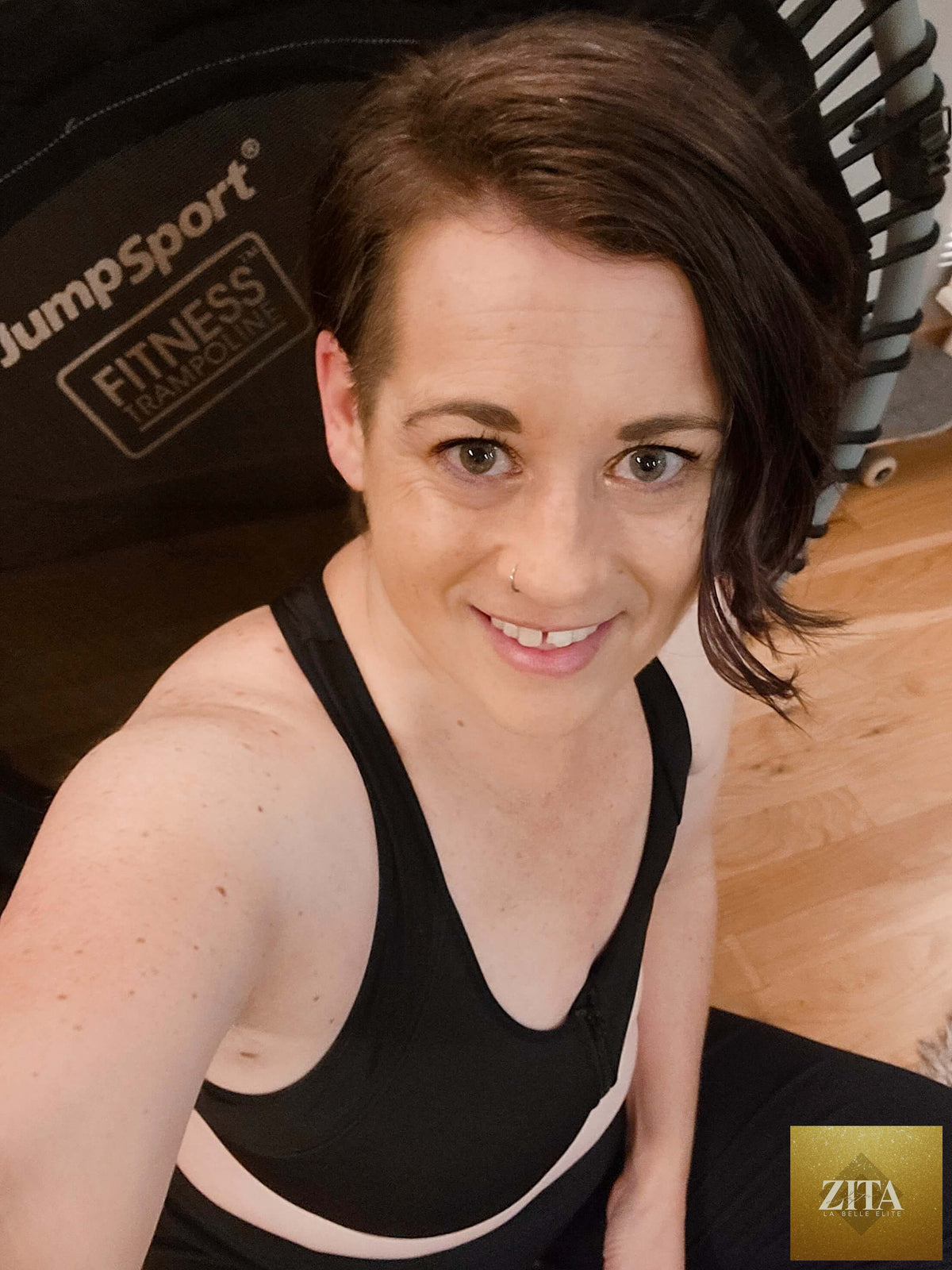 Black Meadow Hero front-closure sports bra with supportive design and adjustable straps, ideal for active wear.