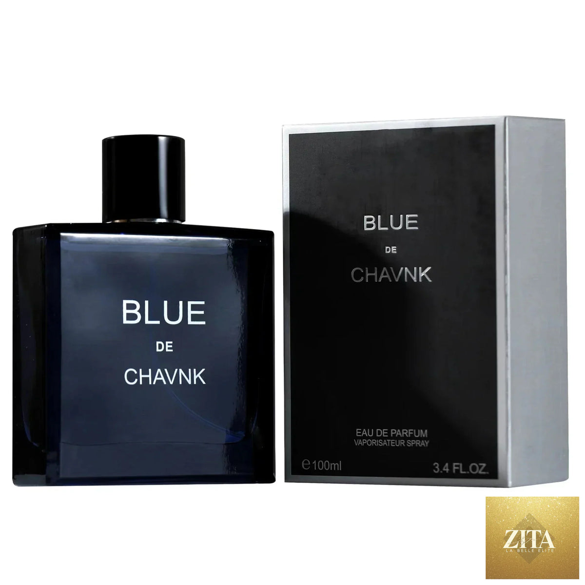 Men's Blue Oud Cologne perfume bottle, 100ml, with sleek design and blue accents, by SMinvite, LLC.