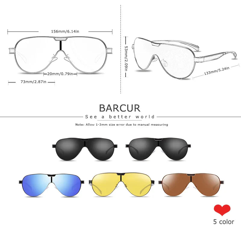 Stevvex BARCUR men's polarized sunglasses with UV400 protection, stainless steel frame, featuring a stylish special-shape design.