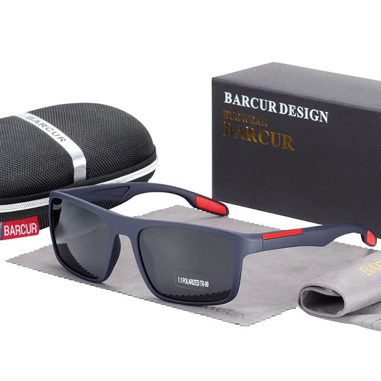 Stevvex BARCURTR90 men's ultralight polarized vintage square sunglasses with UV400 protection, summer eyewear, shown in image.