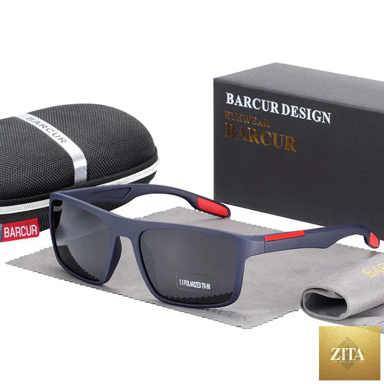 Stevvex BARCURTR90 ultralight polarized sunglasses for men with vintage square frame and UV400 protection.