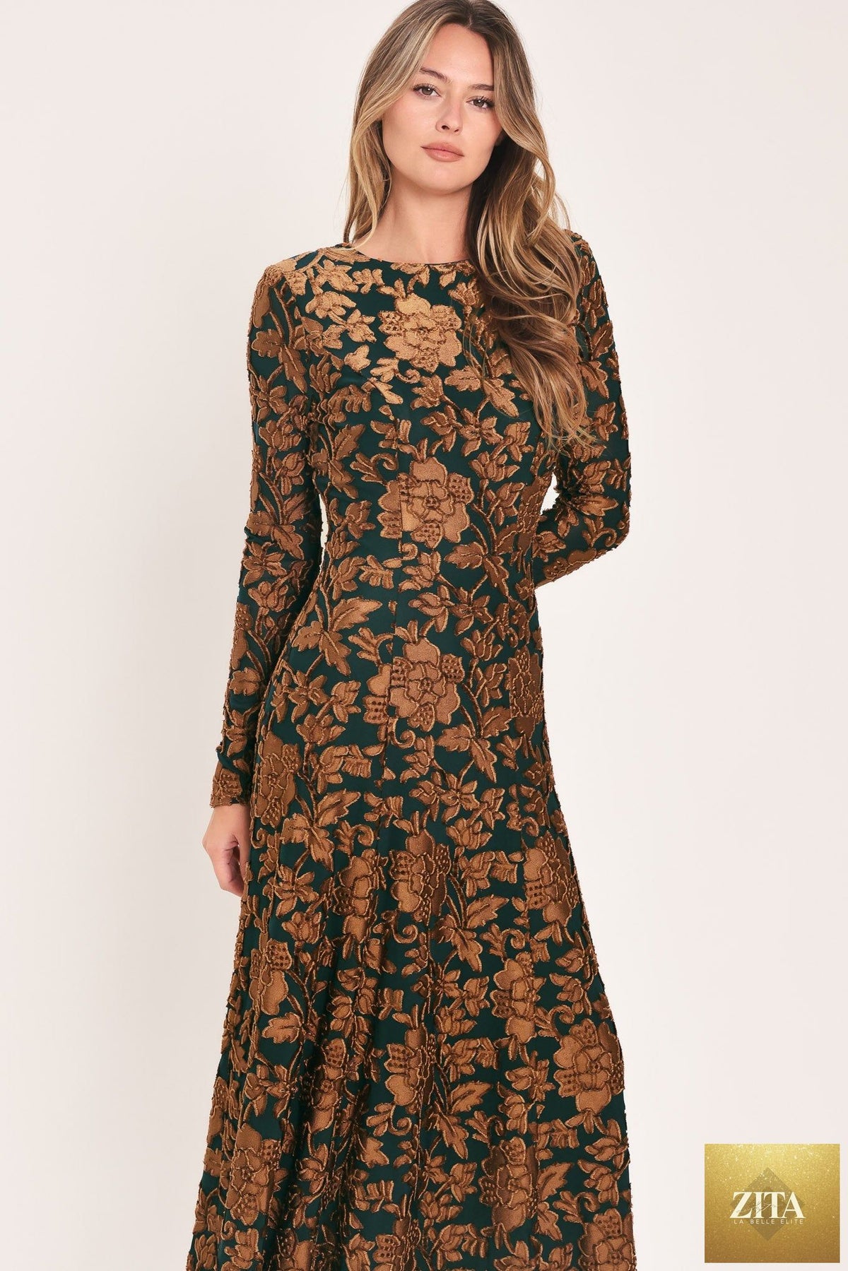 EMERALD ENCHANTMENT KELLY GREEN BURNOUT VELVET MAXI DRESS