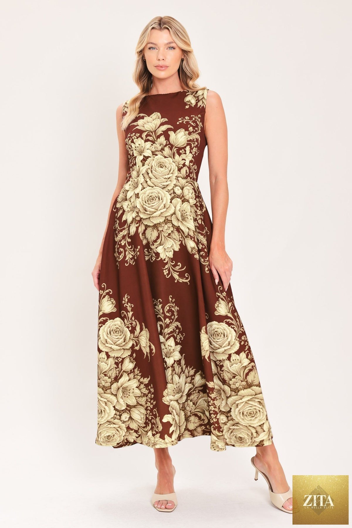 ANTIQUE PETAL REGALIA WOVEN MIDI DRESS