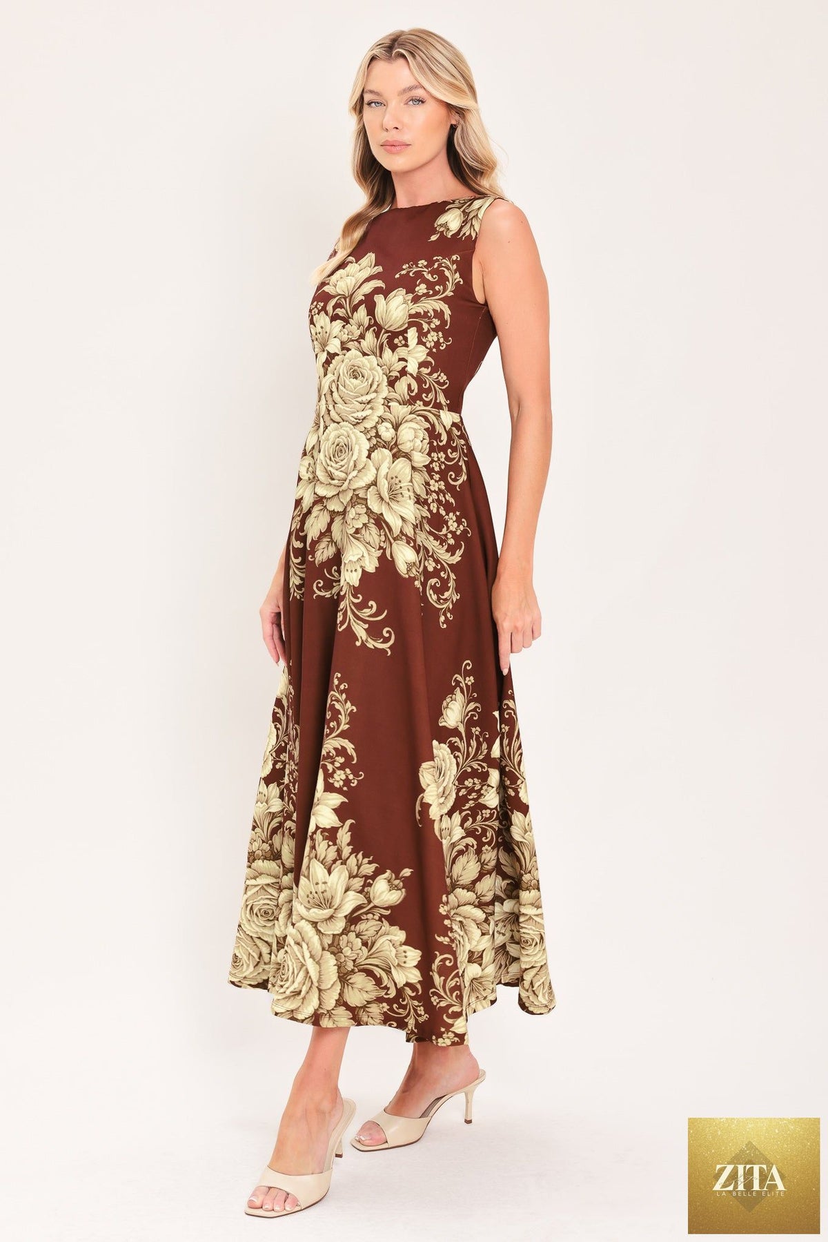 ANTIQUE PETAL REGALIA WOVEN MIDI DRESS