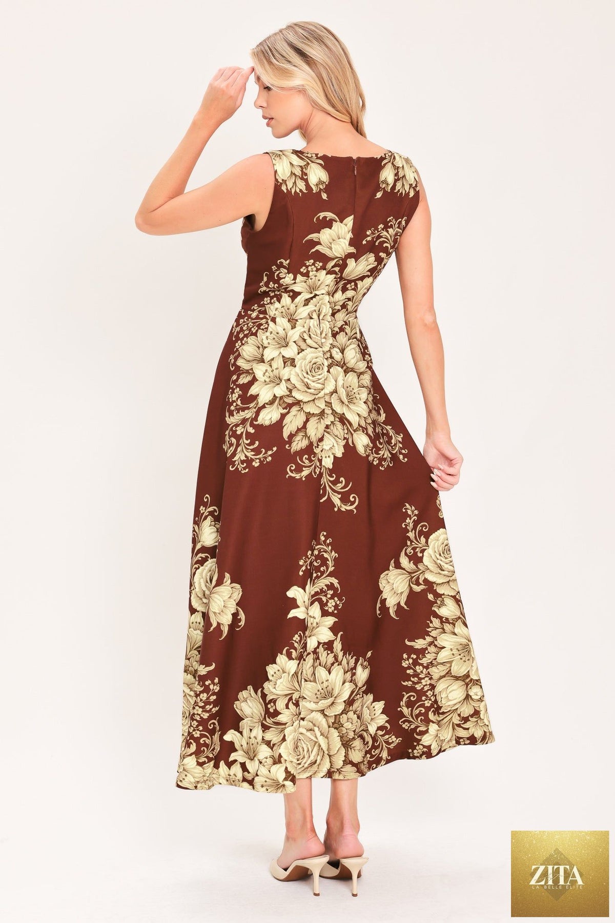 ANTIQUE PETAL REGALIA WOVEN MIDI DRESS