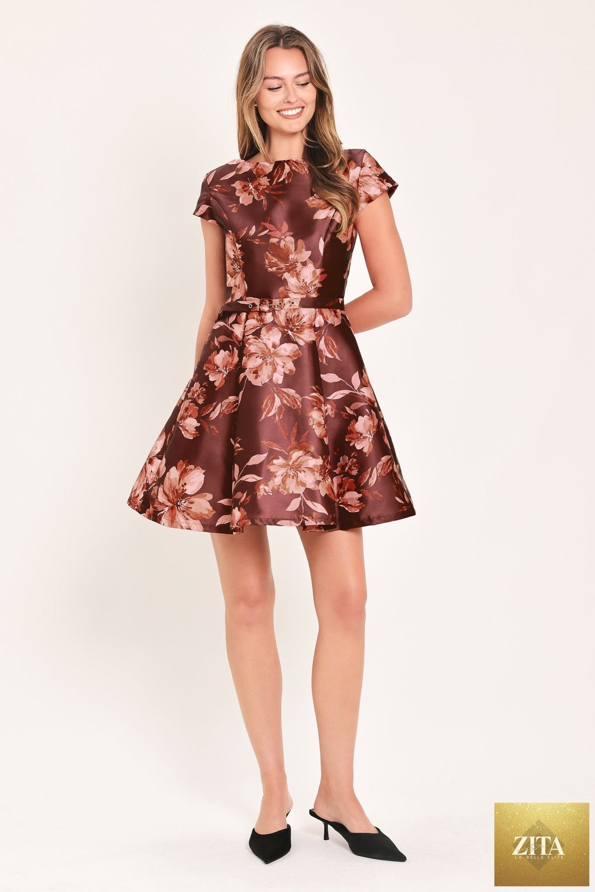 MAHOGANY FLORAL KISS WOVEN MINI DRESS