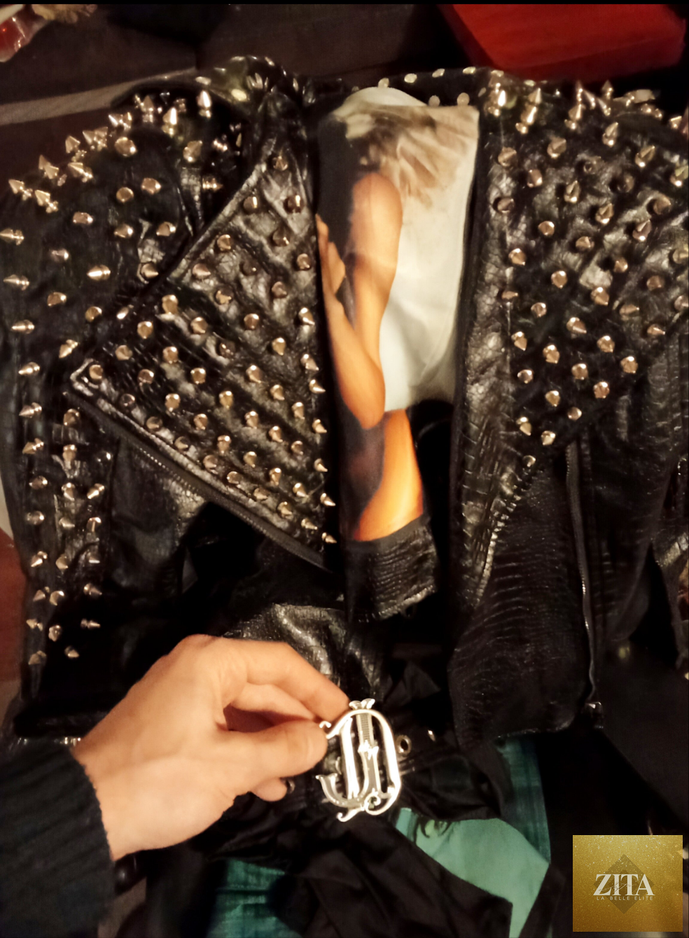 Women's leather jacket by Zita La Belle Elite featuring a classic design, black leather with stylish detailing.