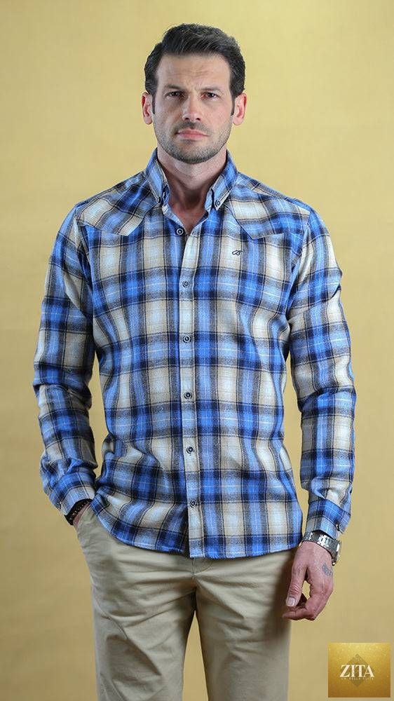 Bright Moons Woodsman Shirt featuring rugged plaid fabric and button-up style, perfect for outdoor or casual wear.