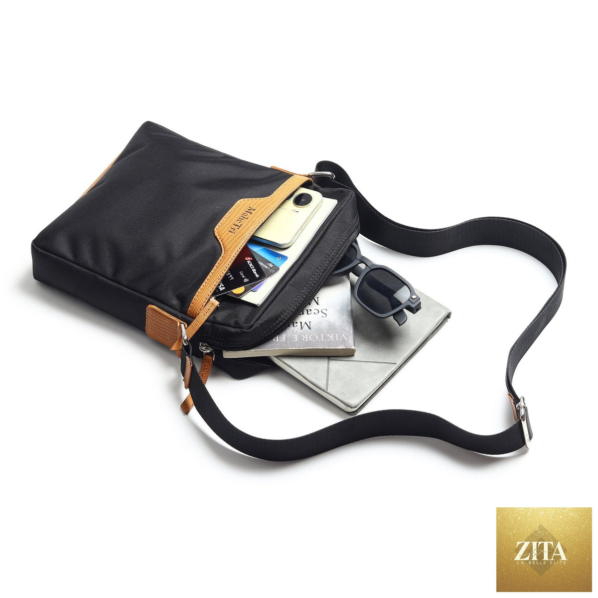 Classy Leather Bags Mark Canvas Side Messenger Bag with adjustable strap and multiple compartments for everyday use.