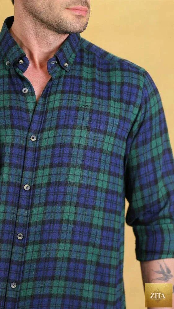 Bright Moons Woodsman Shirt shown in earthy tones with button-up front and chest pockets, casual outdoor style.