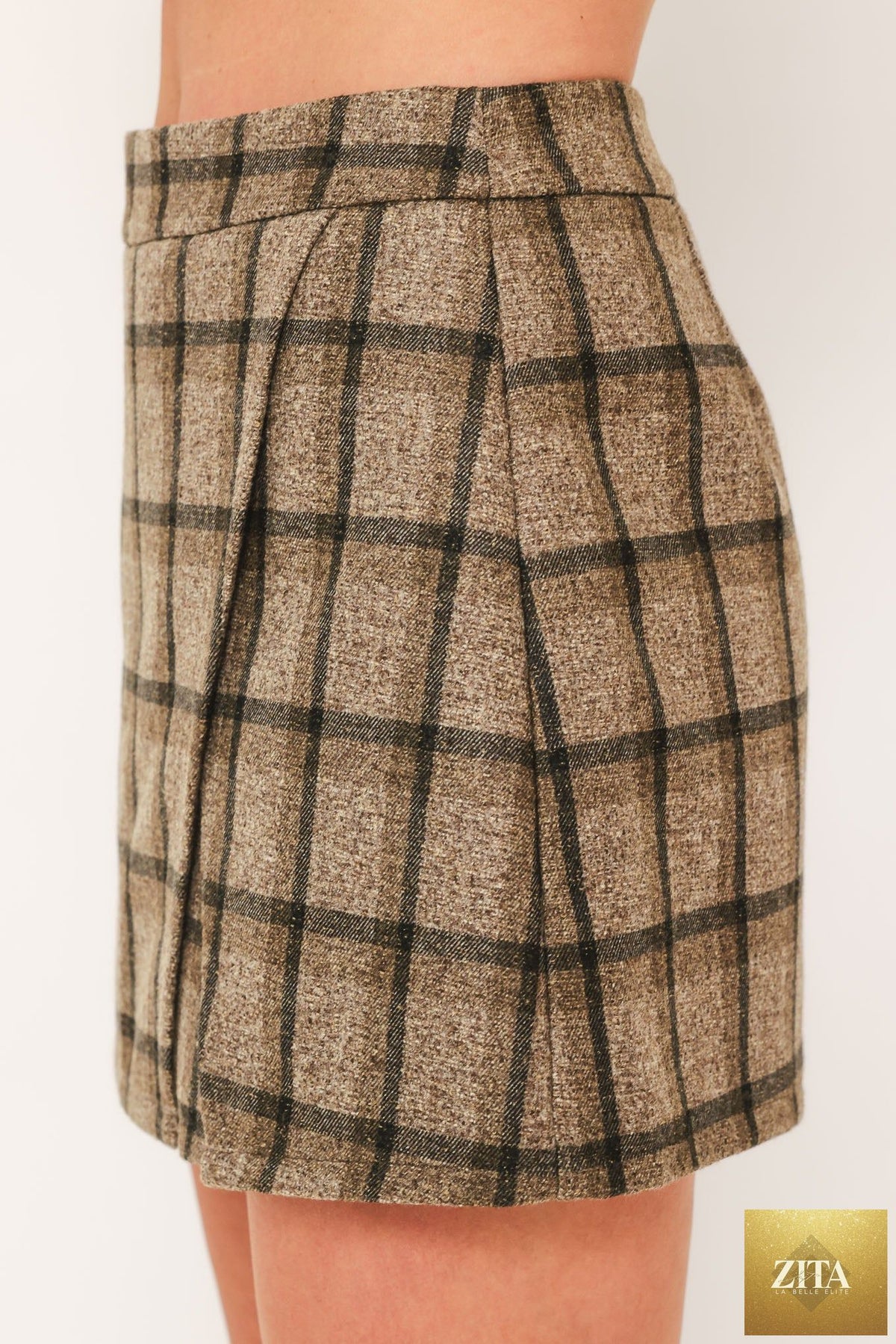 HEATHER GRID ROMANCE WOVEN PLAID SKORT