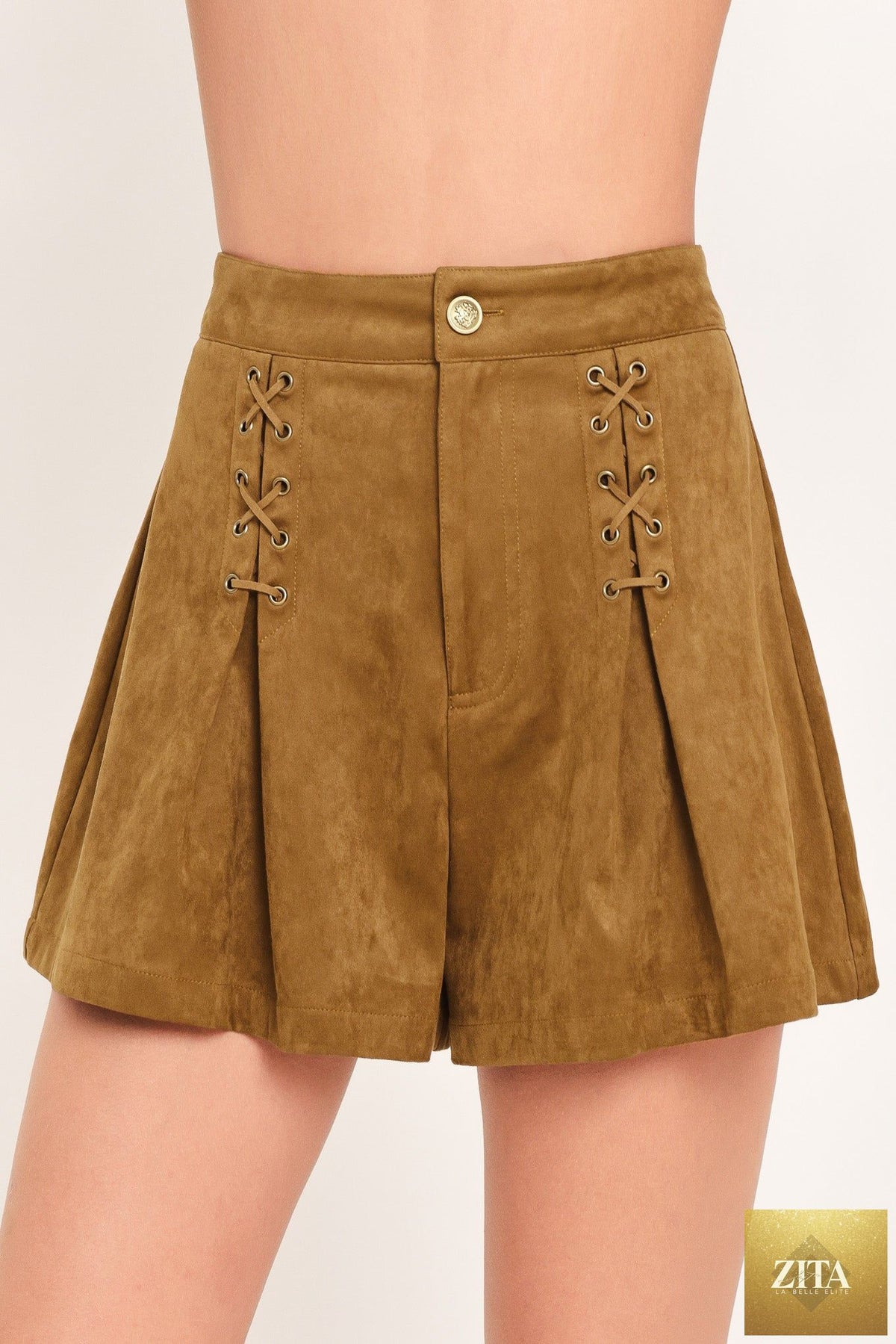 AMBER ARABESQUE AURA FAUX SUEDE SHORTS