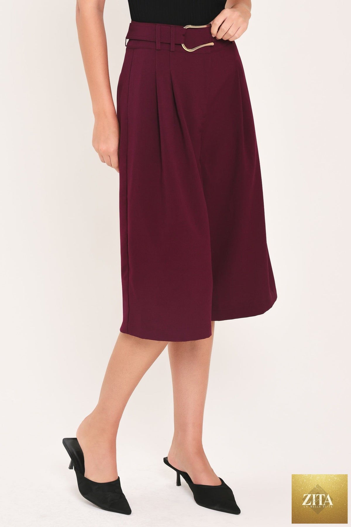CITY CHIC BUCKLE BELTED CULOTTE PANTS