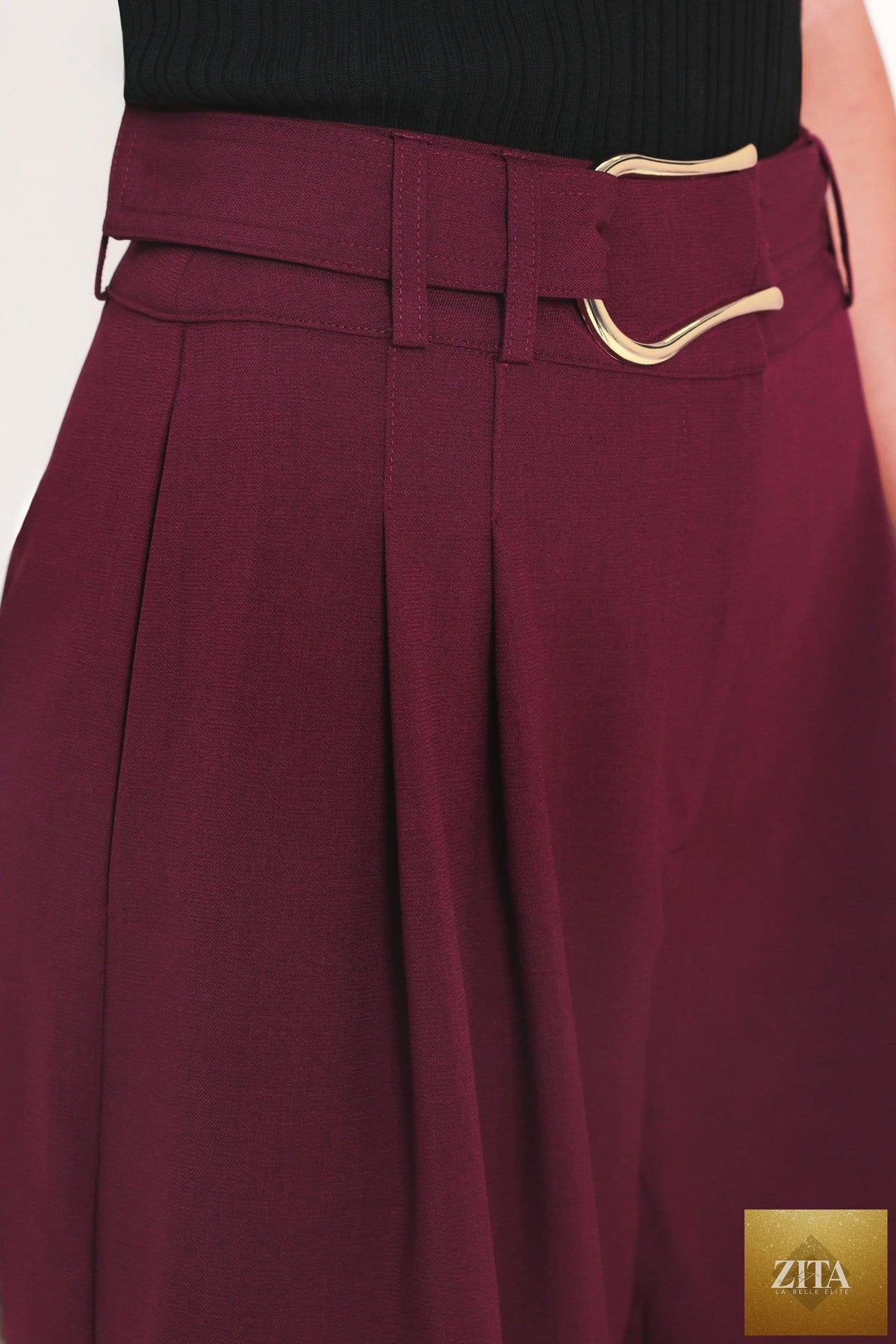CITY CHIC BUCKLE BELTED CULOTTE PANTS