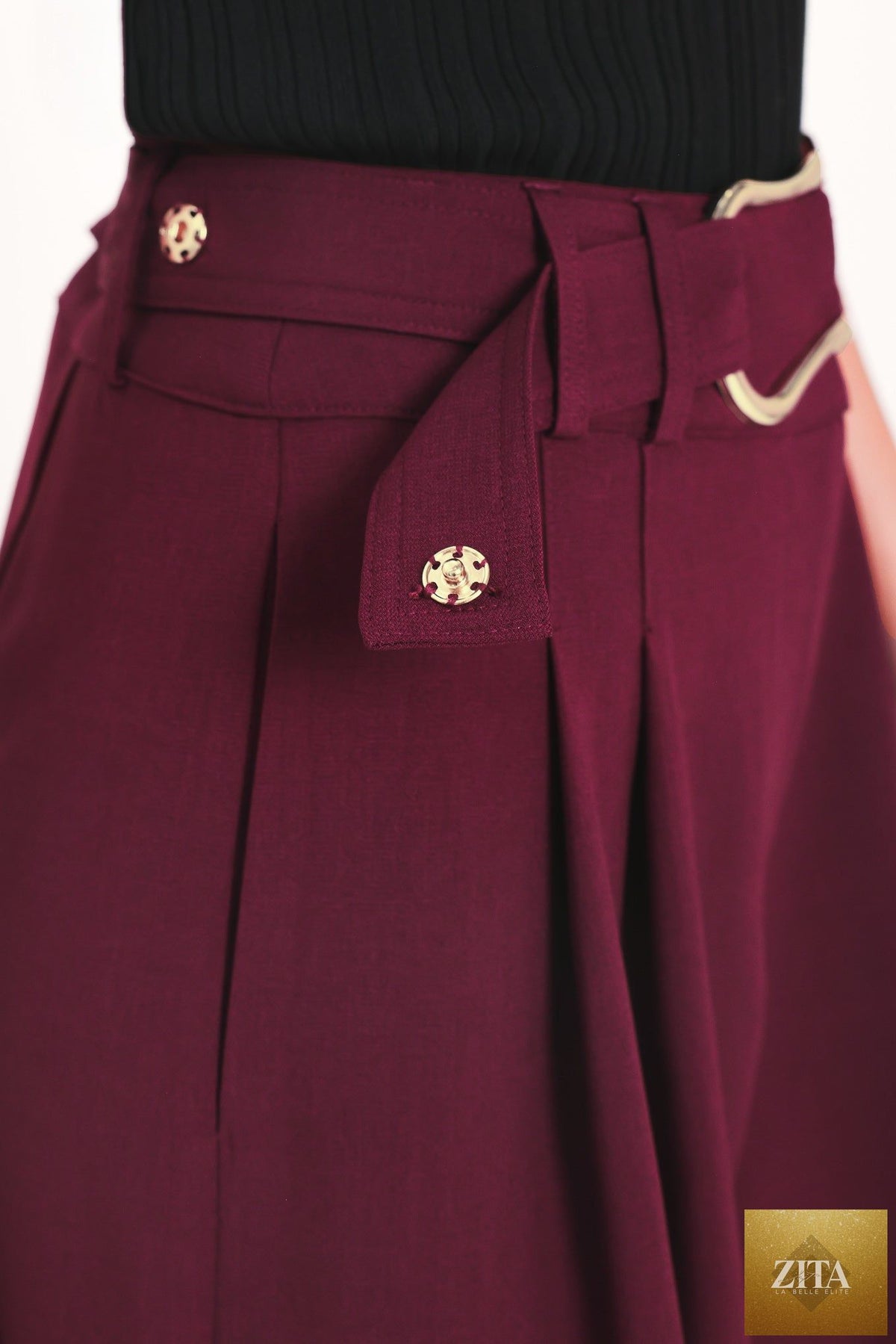 CITY CHIC BUCKLE BELTED CULOTTE PANTS