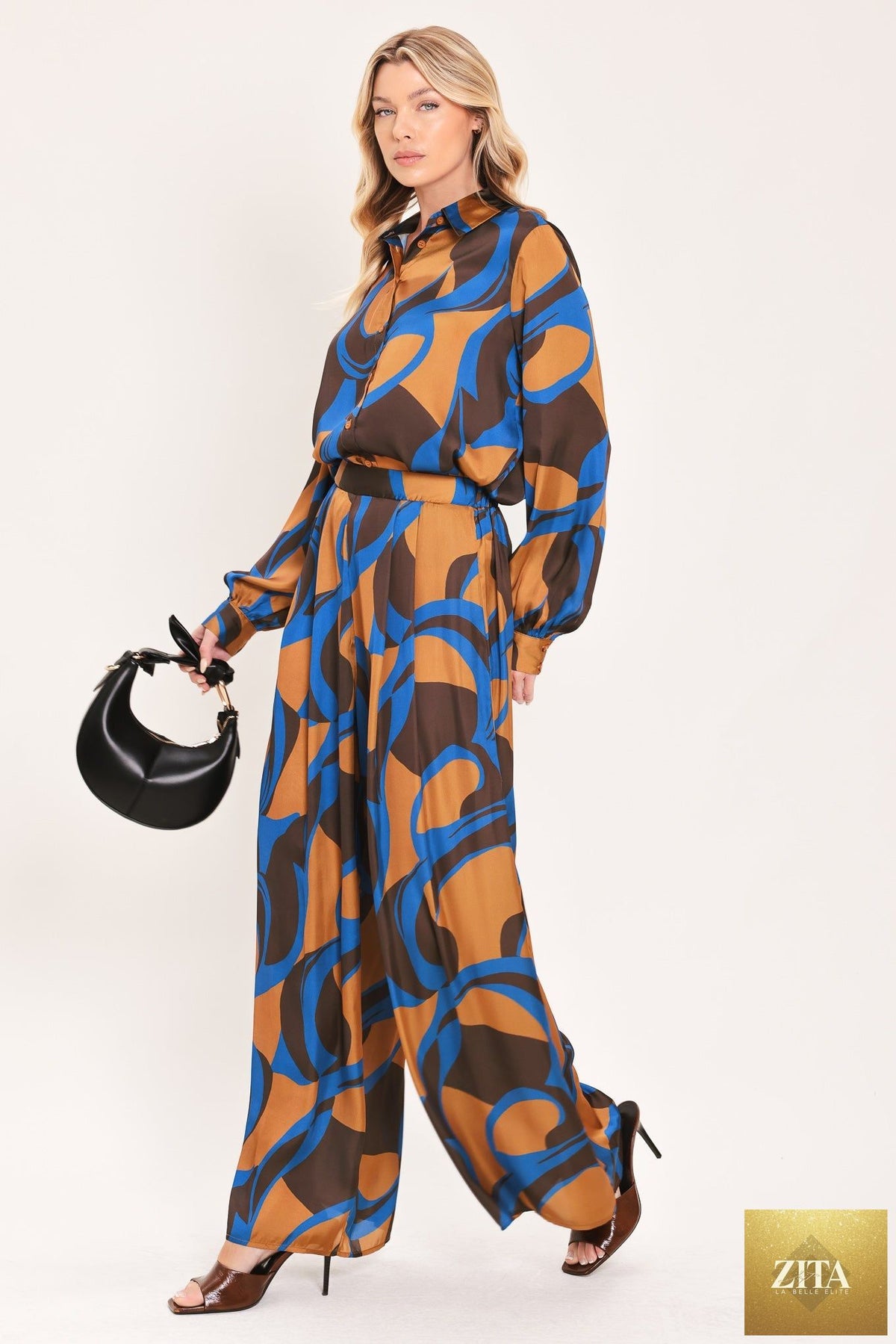 SIENNA WAVE STATEMENT WOVEN WIDE LEG PANTS