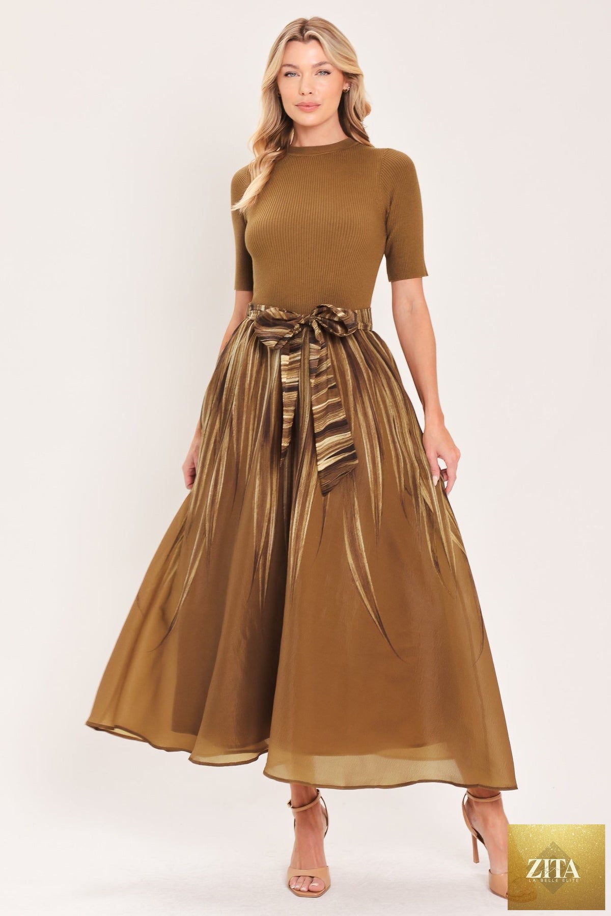 GOLDEN QUILL ROMANCE MIDI DRESS