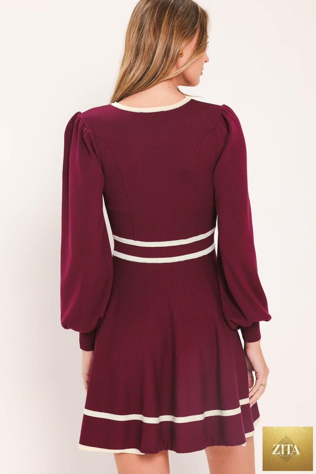 MERLOT IVORY MOMENT SWEATER MINI DRESS