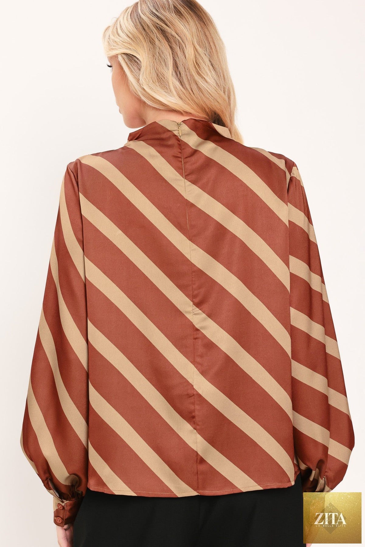TOFFEE DIAGONAL FLOW WOVEN TOP