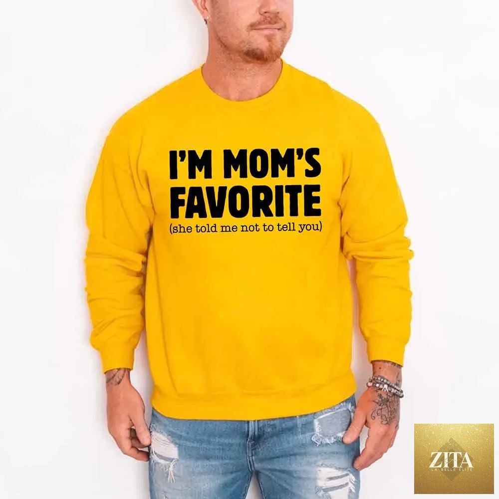 Unisex sweatshirt from Adorb Custom Tees with humorous "Mom’s Favorite Son & Daughter" design, casual fit, in soft fabric.