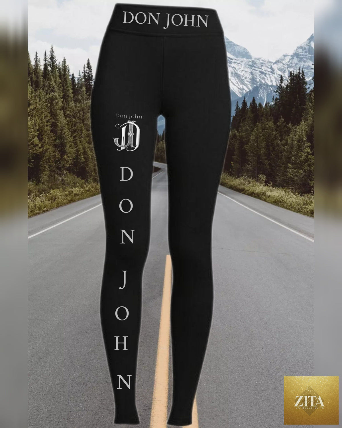 Women's yoga pants and top set by donjohnbyvictoriacharles, comfortable activewear outfit for yoga or fitness activities.