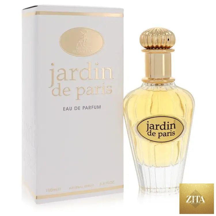 Maison Alhambra Jardin De Paris perfume for women, elegant glass bottle with floral and citrus accents, by Gamer Scents.