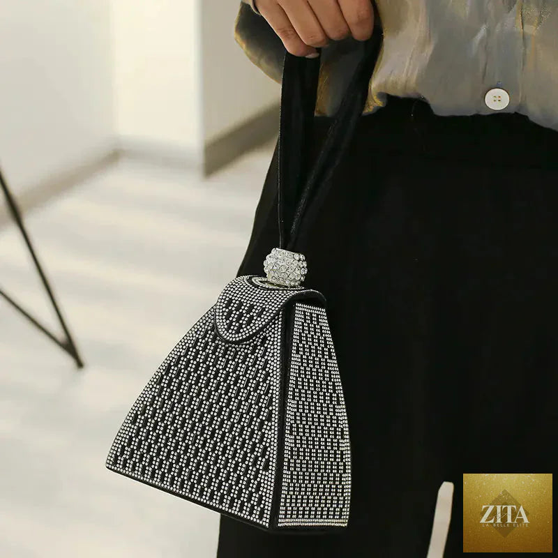Luxury diamond clutch bag for women, evening purse with sparkling embellishments and sleek design, by Trendy Attic Store01.