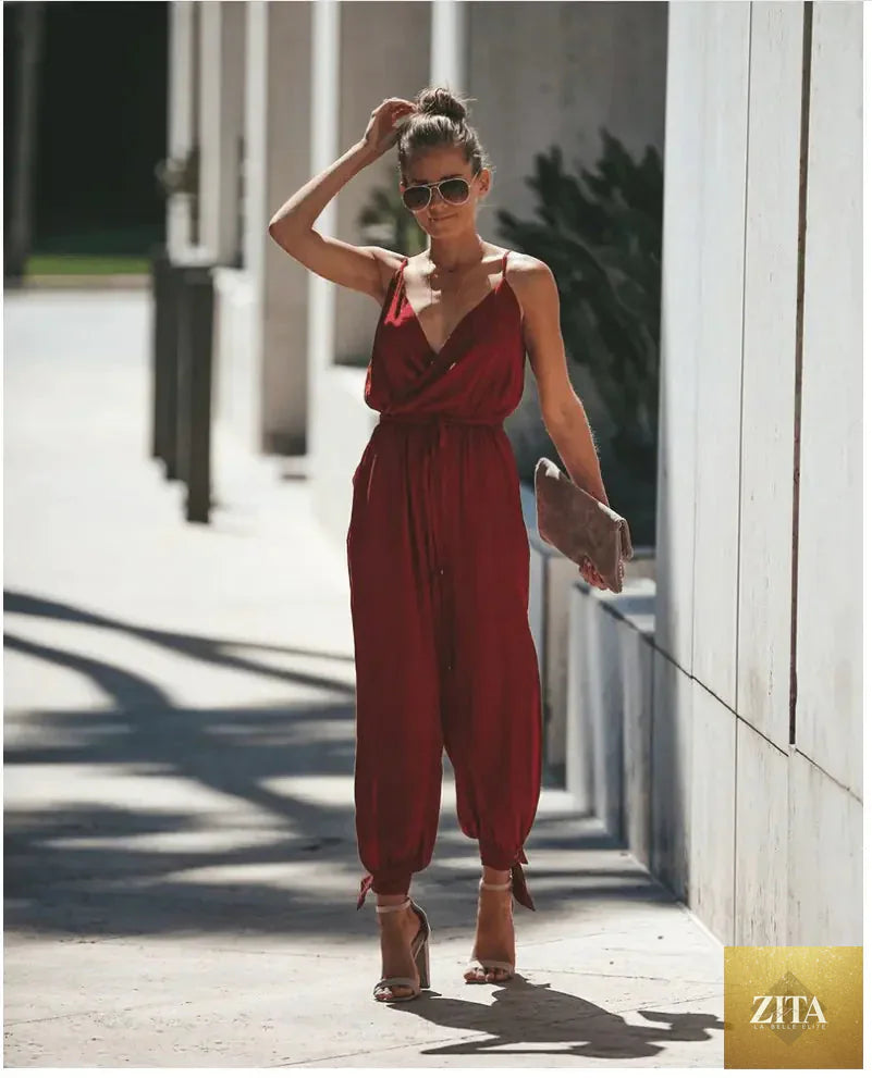 Backless floral print women’s jumpsuit with slit design, stylish and comfortable, from Trendy Attic Store01.