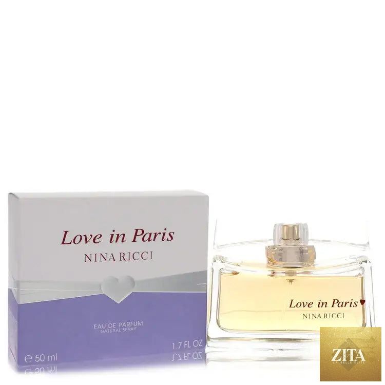 Nina Ricci Love In Paris perfume for women by Gamer Scents, featuring a sleek bottle with floral and romantic design.