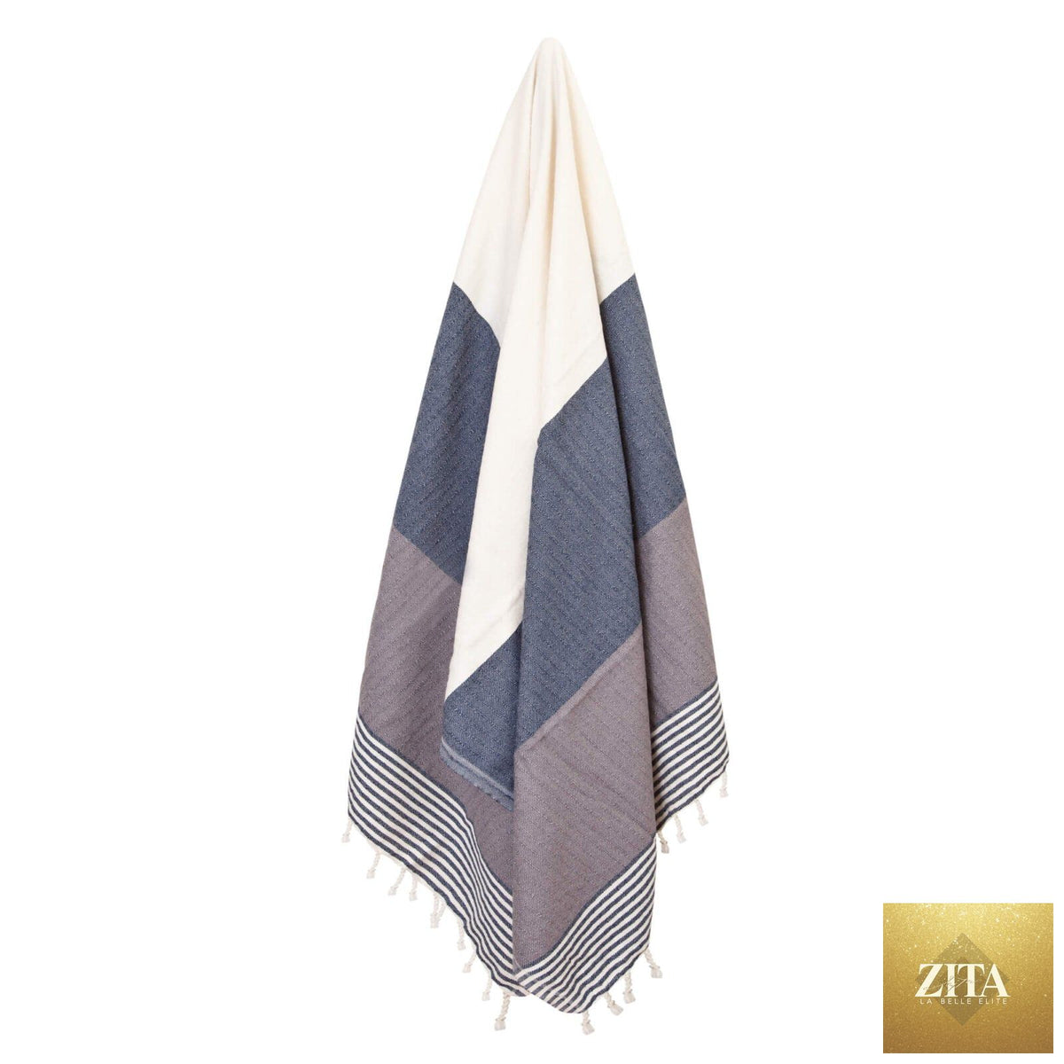 Multi-color Turkish towel bundle by Zita La Belle Elite showing vibrant woven Turkish towels with multicolor stripes and tassels.