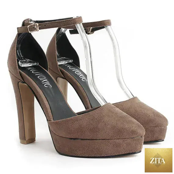 Korean style pointed toe chunky heels for women, stylish black shoes with a sleek design, from Trendy Attic Store01.