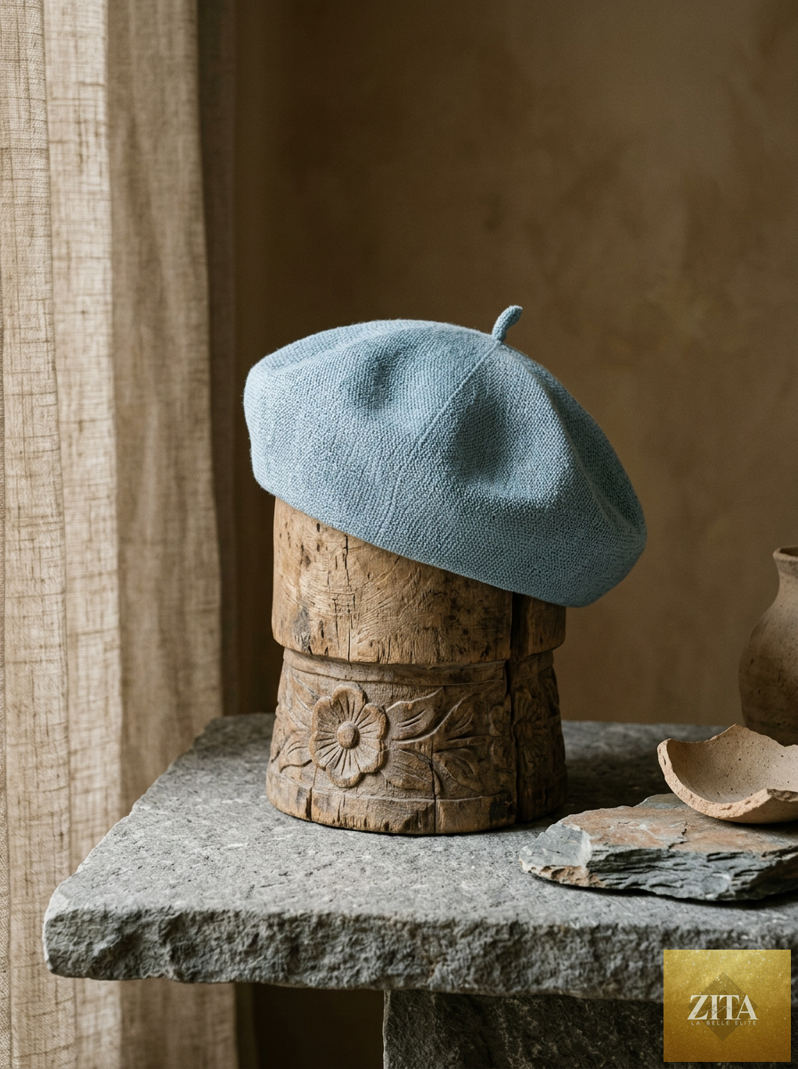 Linen Knit Beret Hat for Women Lightweight Breathable Summer Artist Cap
