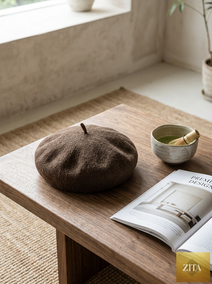Linen Knit Beret Hat for Women Lightweight Breathable Summer Artist Cap