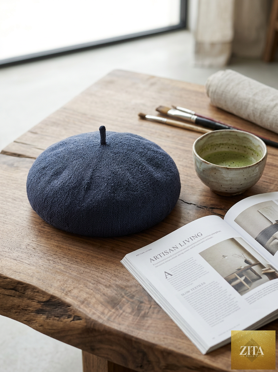 Linen Knit Beret Hat for Women Lightweight Breathable Summer Artist Cap
