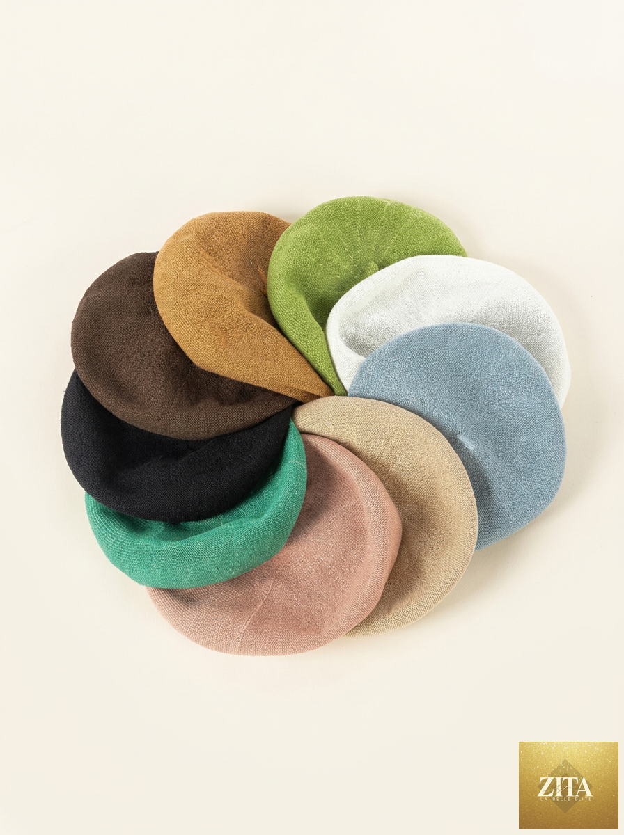 Linen Knit Beret Hat for Women Lightweight Breathable Summer Artist Cap