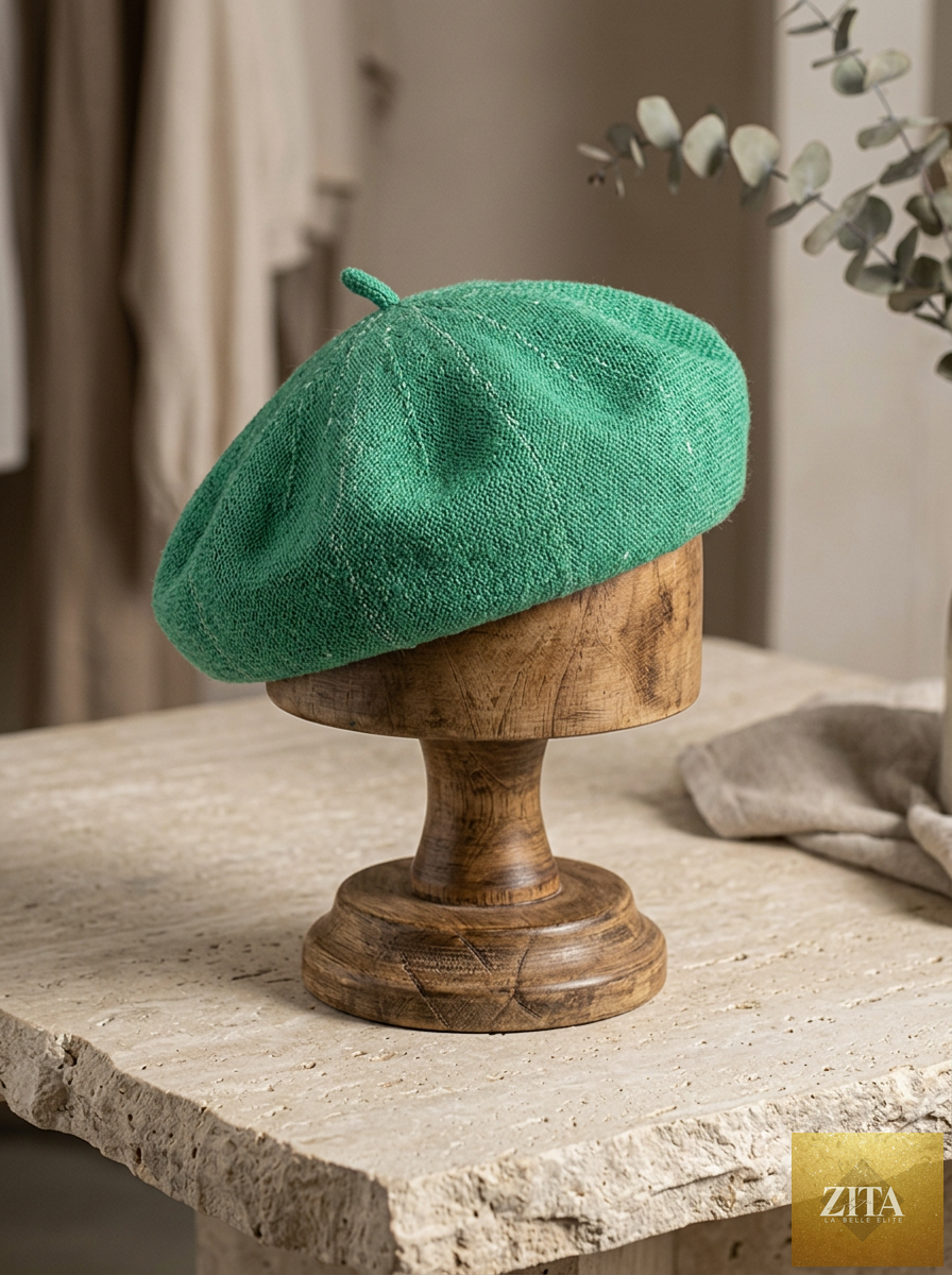 Linen Knit Beret Hat for Women Lightweight Breathable Summer Artist Cap