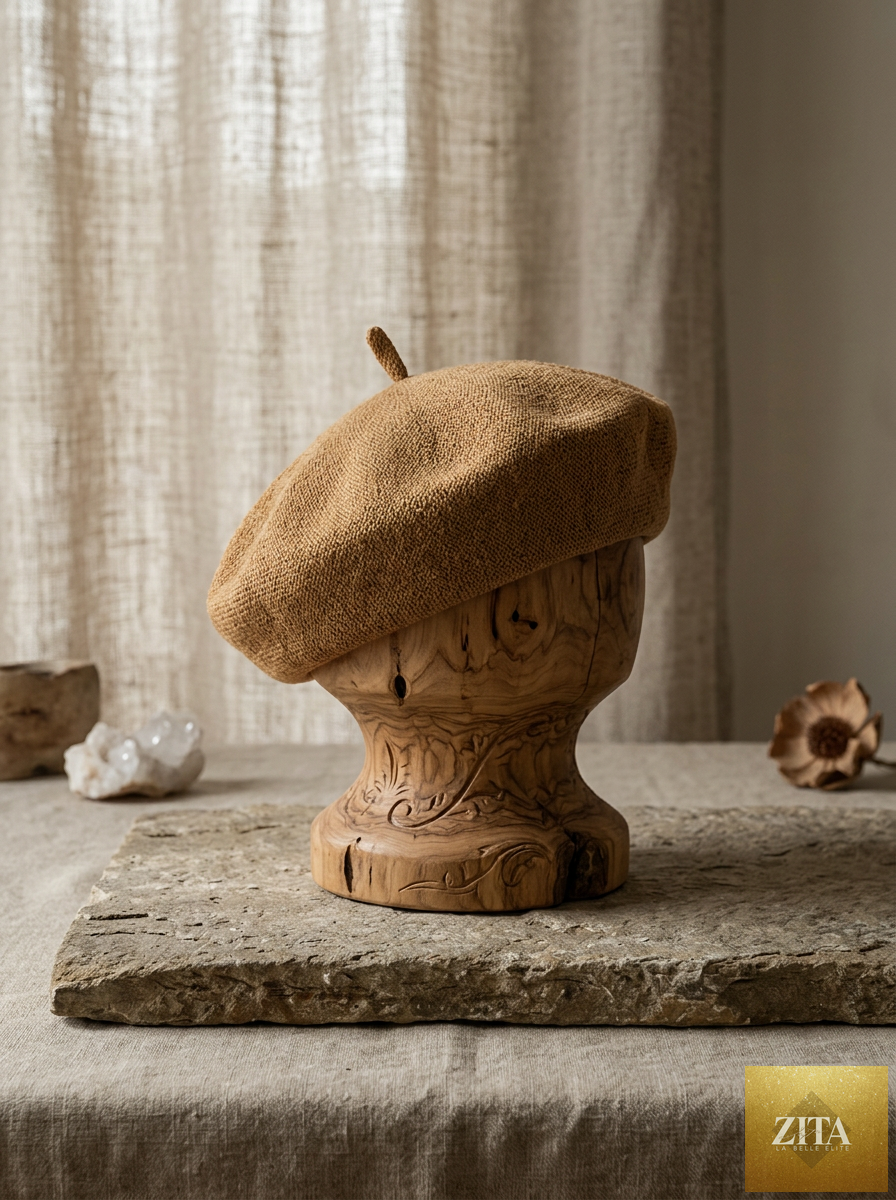 Linen Knit Beret Hat for Women Lightweight Breathable Summer Artist Cap