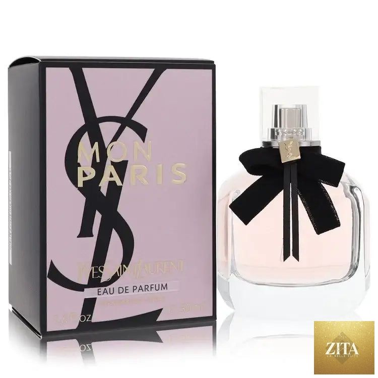 Yves Saint Laurent Mon Paris perfume for women by Gamer Scents, elegant glass bottle with pink accents and floral design.