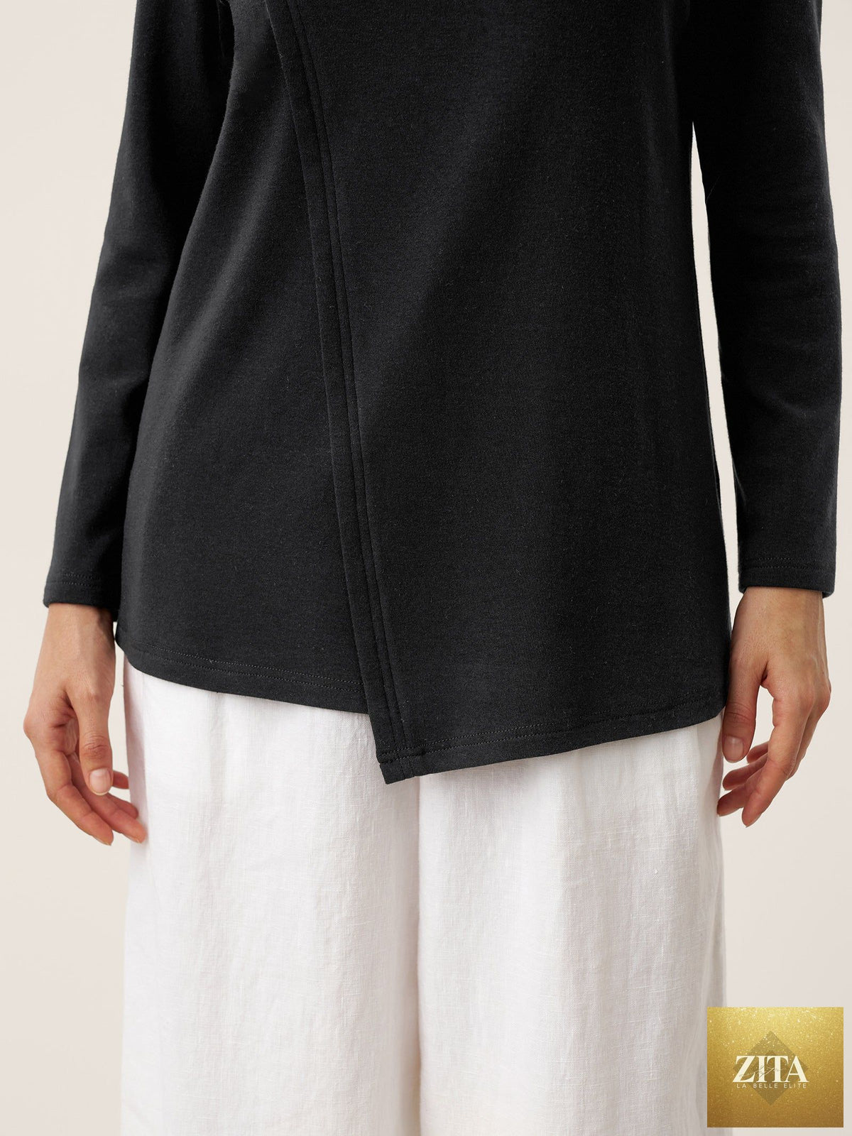 Mock Neck Buttoned Stretch Top ZARIA