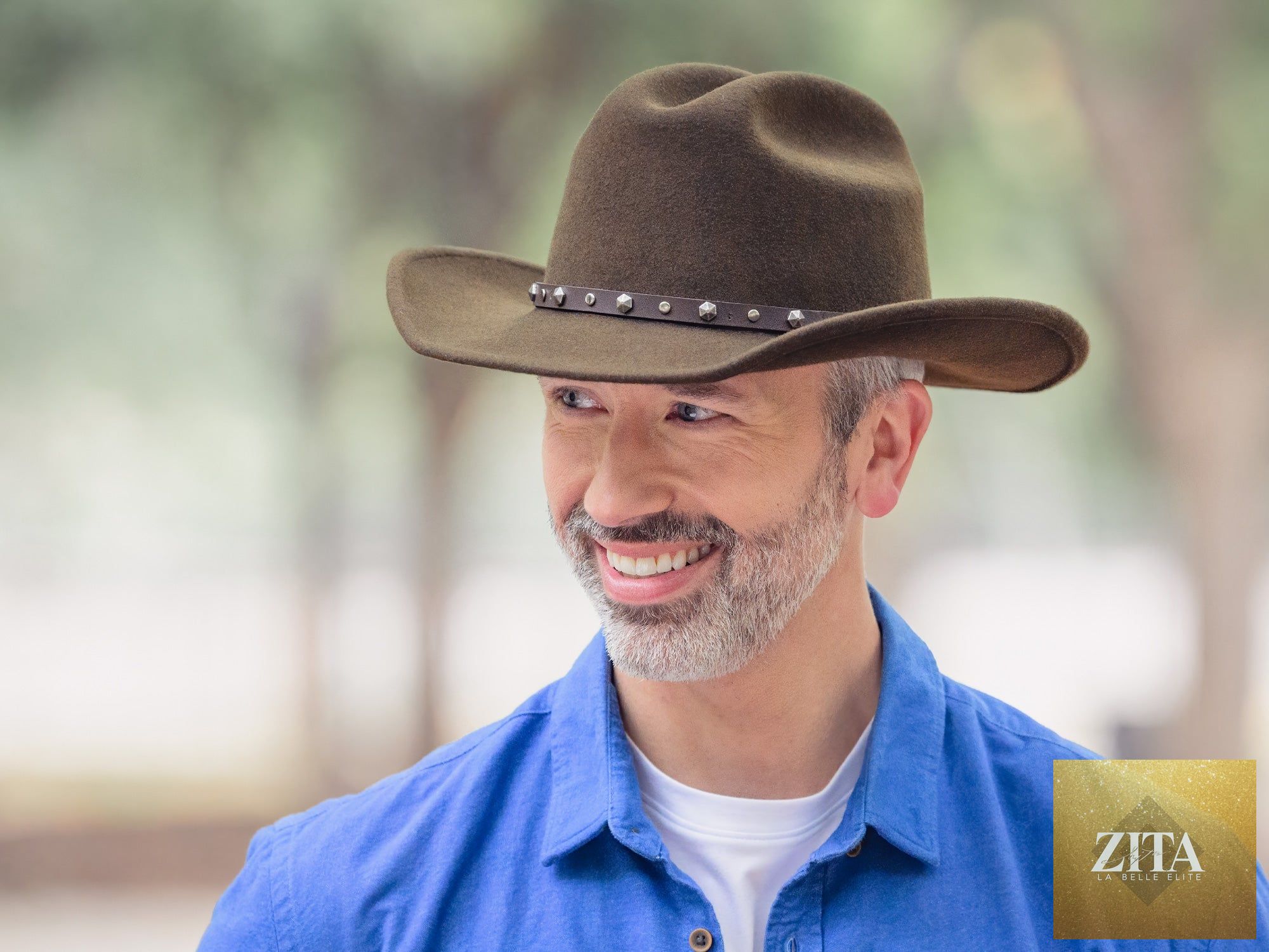 Bigalli Hats USA Wool Felt Cattleman Hat Alamo style with wide brim and classic design, perfect for outdoor wear.