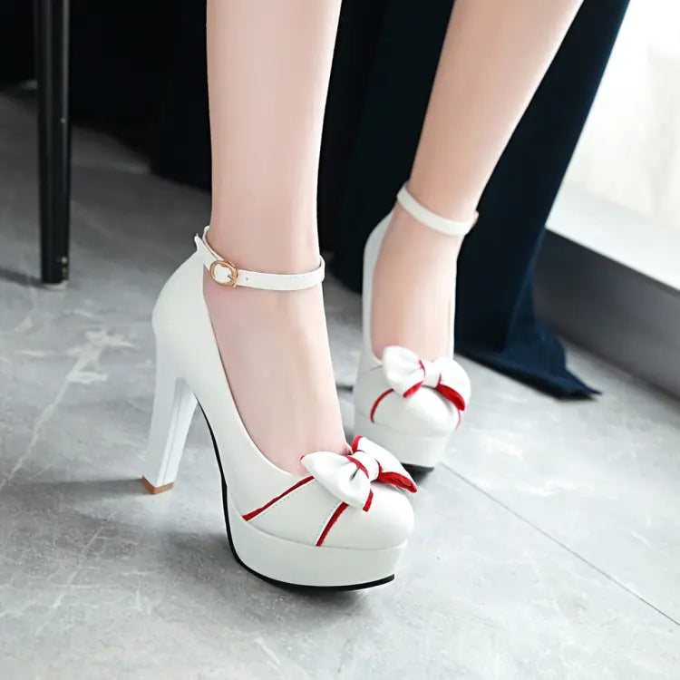 Women's waterproof chunky heels with strap, stylish and sturdy women shoes by Trendy Attic Store01, shown in a sleek design.