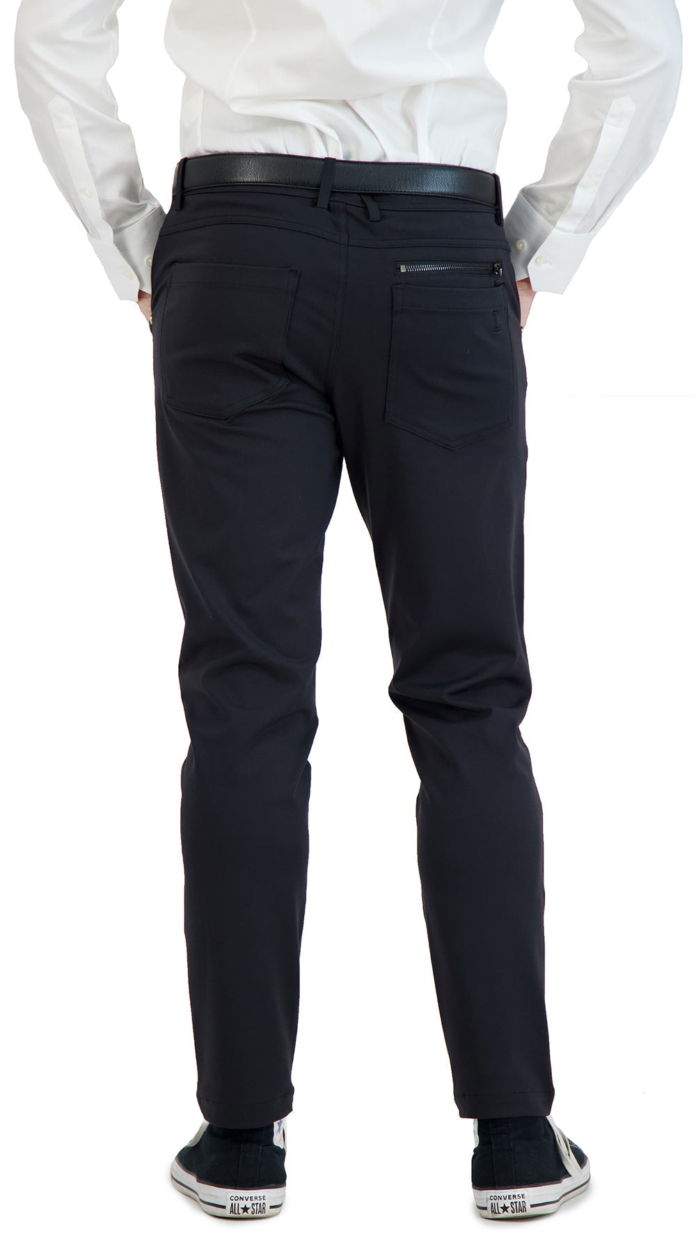 Black men's stretch chinos from LEVINAS® Official's performance collection, casual style, updated for comfort and flexibility.